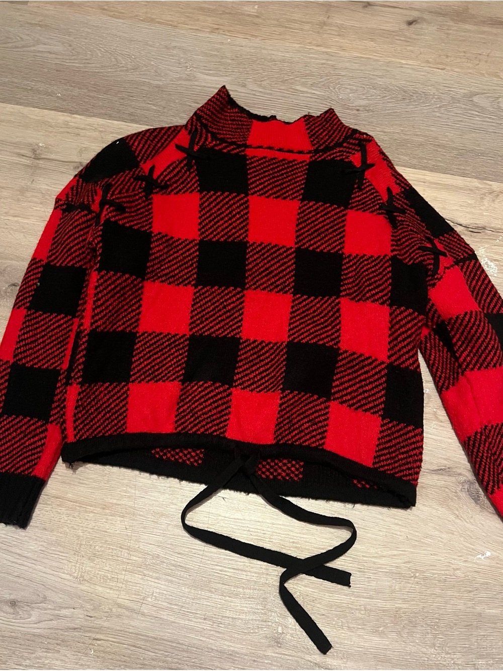 Red and Black Buffalo Plaid Women's Sweater